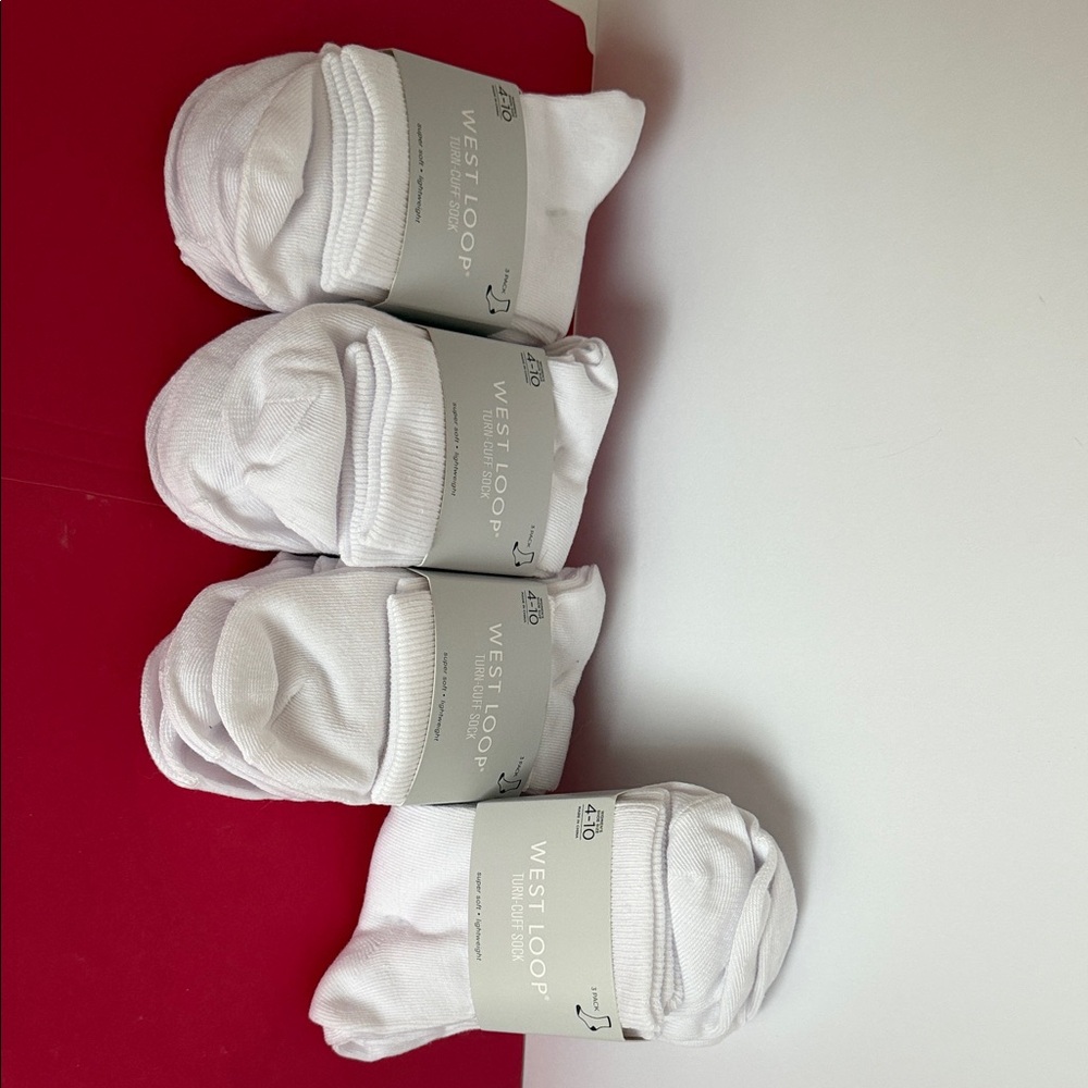 West Loop Women’s Classic White Turn Cuff Socks Sz 4-10